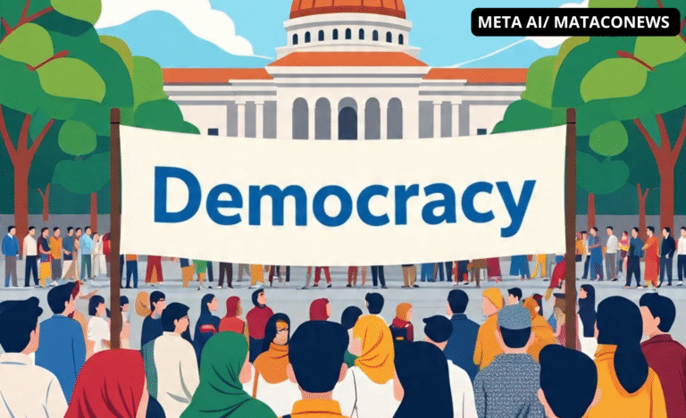 Ilustrasi kritik demokrasi dan ketidakadilan sosial