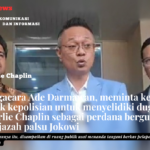 Pengacara Ade Darmawan, mendatangi Polda Metrojaya, menanda tangani berkasnya, dan meminta pihak kepolisian menyelidiki dugaan Charlie Chaplin sebagai penyandang dana isu ijazah palsu Jokowi
