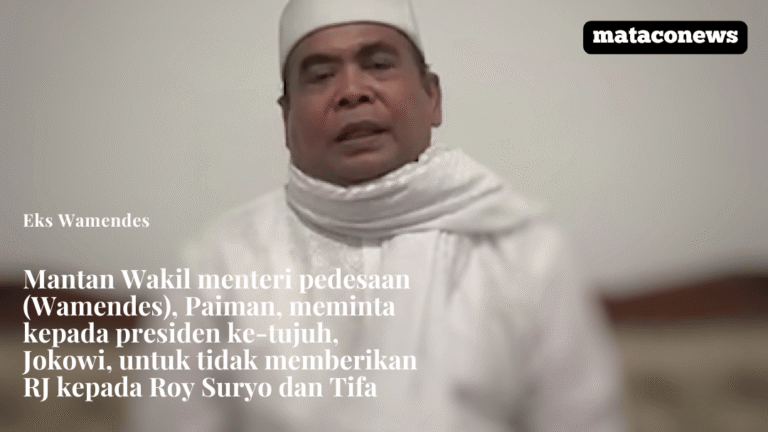 Mantan Wamendes, Paiman, meminta kepada presiden ke-tujuh, Jokowi, untuk tidak memberikan RJ kepada tersangka Roy Suryo dan Tifa