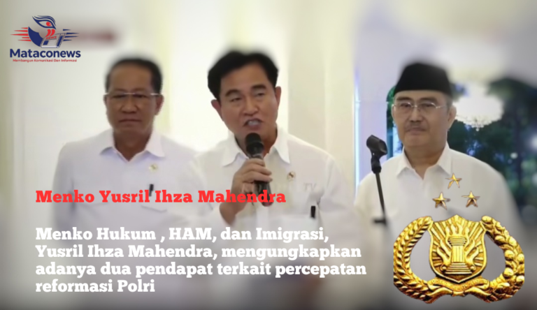Menteri Koordinator, Yusril Ihza Mahendra, memberikan keterangan pers